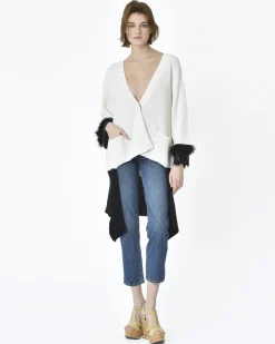 La Piscine Paris Cardigan maille épaisse he et noir L'Edition*Femme Pulls & Cardigans