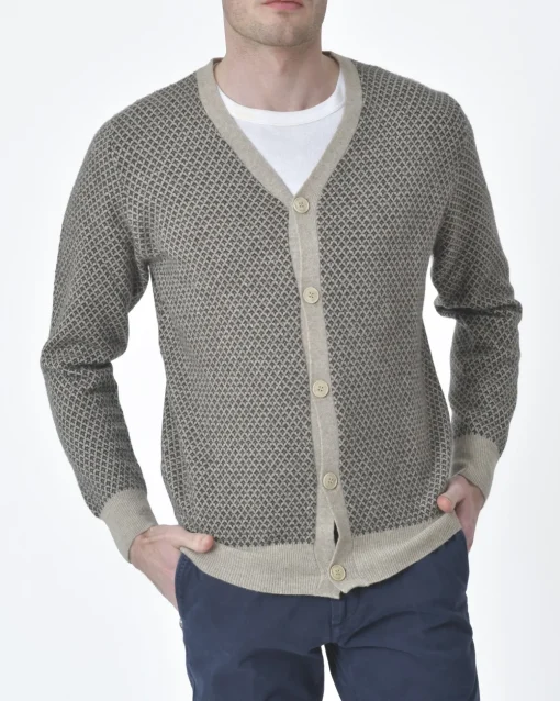 La Piscine Paris Cardigan motif losange Fausto Reali Vannucci*Homme Pulls & Gilets