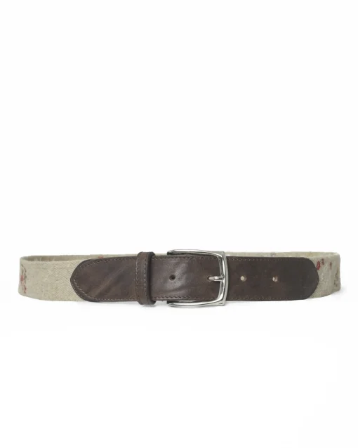 La Piscine Paris Ceinture bi-matière à motifs floraux rouges Eleventy*Femme Ceintures