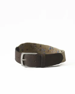 La Piscine Paris Ceinture bi-matière à motifs floraux bleus Eleventy*Femme Ceintures
