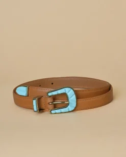 La Piscine Paris Ceinture en cuir et boucle turquoise Sfizio*Femme Ceintures