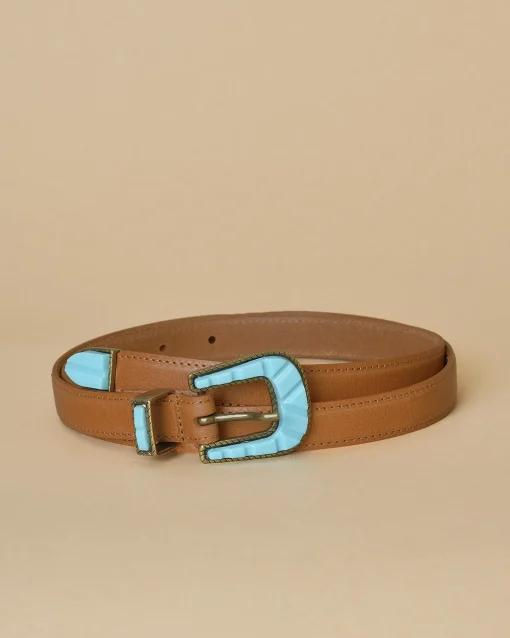 La Piscine Paris Ceinture en cuir et boucle turquoise Sfizio*Femme Ceintures