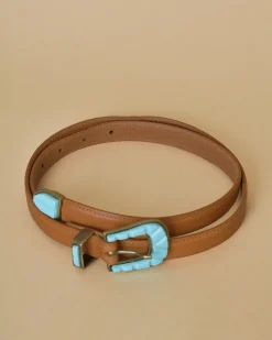 La Piscine Paris Ceinture en cuir et boucle turquoise Sfizio*Femme Ceintures