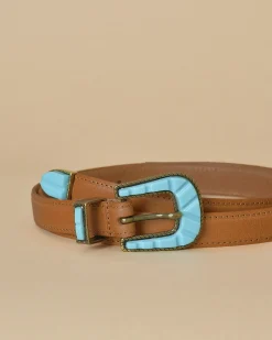 La Piscine Paris Ceinture en cuir et boucle turquoise Sfizio*Femme Ceintures