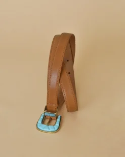 La Piscine Paris Ceinture en cuir et boucle turquoise Sfizio*Femme Ceintures