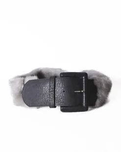 La Piscine Paris Ceinture en fourrure à empiecements en cuir Malo*Femme Ceintures