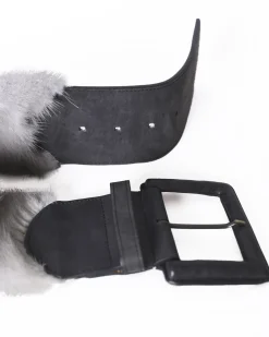 La Piscine Paris Ceinture en fourrure à empiecements en cuir Malo*Femme Ceintures