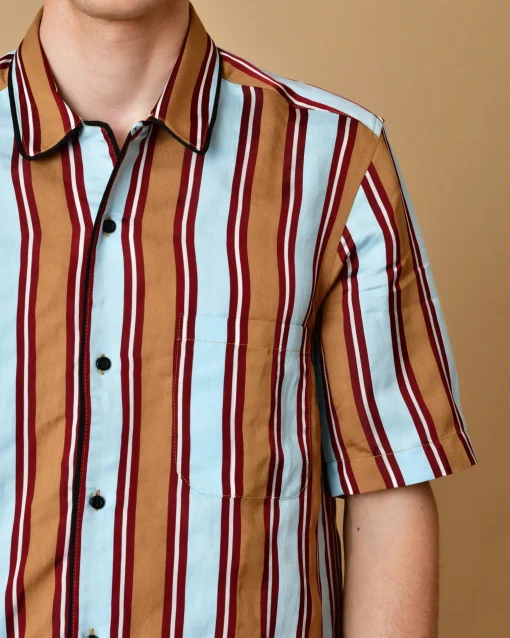 La Piscine Paris Chemise à rayures avec goujon fleur de lys Lords & Fools*Homme Chemises