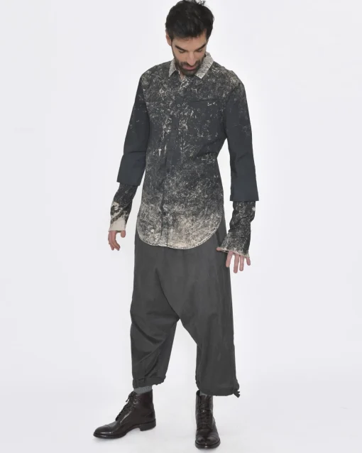 La Piscine Paris Chemise anthracite print taches blanches Lost & Found*Homme Chemises