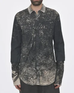 La Piscine Paris Chemise anthracite print taches blanches Lost & Found*Homme Chemises