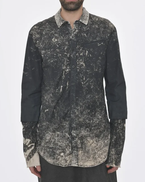 La Piscine Paris Chemise anthracite print taches blanches Lost & Found*Homme Chemises