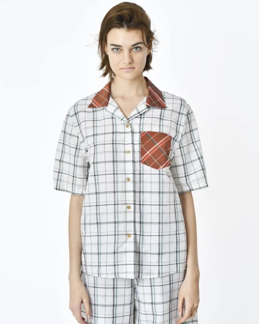 La Piscine Paris Chemise d'ensemble pyjama à carreaux McQ Alexander Mcqueen*Femme Chemisiers & Blouses