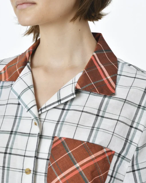 La Piscine Paris Chemise d'ensemble pyjama à carreaux McQ Alexander Mcqueen*Femme Chemisiers & Blouses