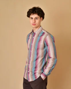 La Piscine Paris Chemise en coton à rayures multicolores Lords & Fools*Homme Chemises