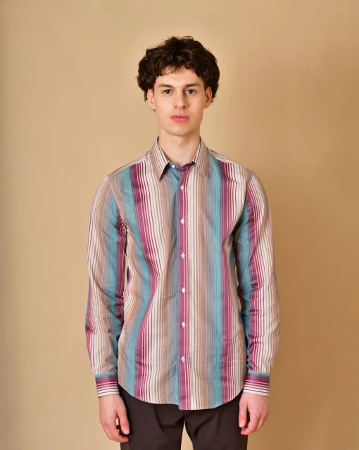 La Piscine Paris Chemise en coton à rayures multicolores Lords & Fools*Homme Chemises