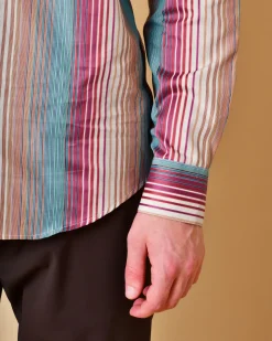 La Piscine Paris Chemise en coton à rayures multicolores Lords & Fools*Homme Chemises