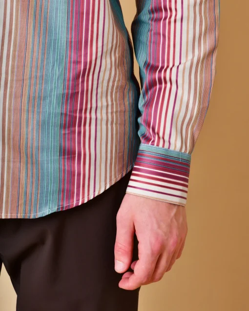 La Piscine Paris Chemise en coton à rayures multicolores Lords & Fools*Homme Chemises