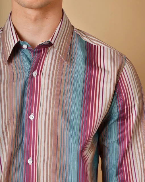 La Piscine Paris Chemise en coton à rayures multicolores Lords & Fools*Homme Chemises