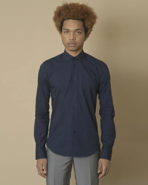 La Piscine Paris Chemise en coton foncé Blue Industry*Homme Chemises