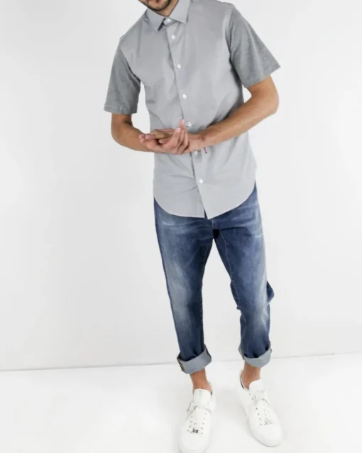 La Piscine Paris Chemise en coton à manche jersey Marchand Drapier*Homme Chemises