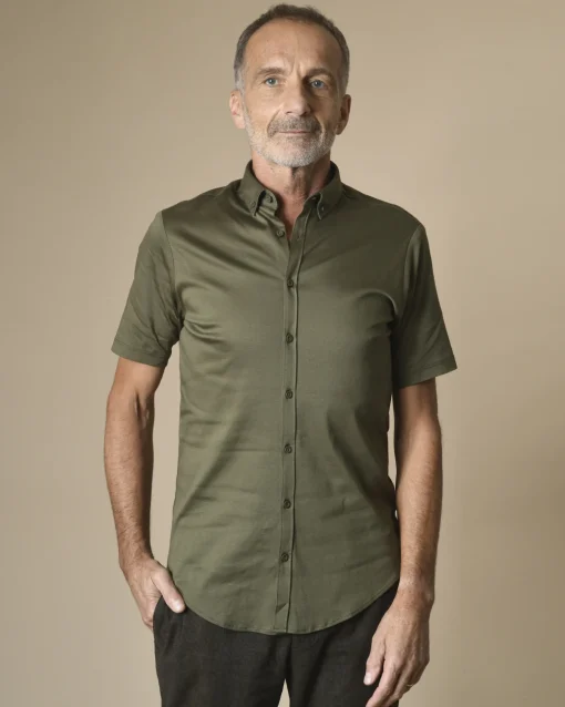 La Piscine Paris Chemise en coton manche courte Blue Industry*Homme Chemises
