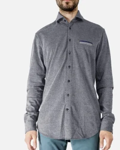 La Piscine Paris Chemise en coton piqué bleu Blue Industry*Homme Chemises