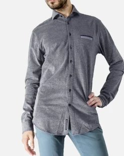 La Piscine Paris Chemise en coton piqué bleu Blue Industry*Homme Chemises