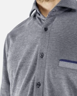 La Piscine Paris Chemise en coton piqué bleu Blue Industry*Homme Chemises