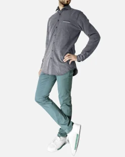 La Piscine Paris Chemise en coton piqué bleu Blue Industry*Homme Chemises