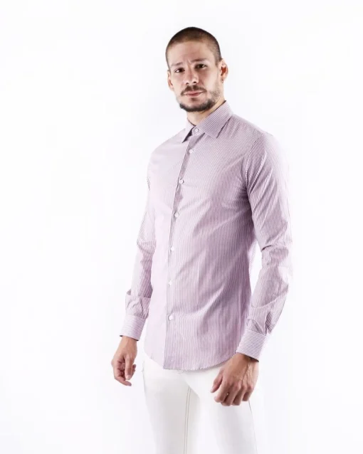 La Piscine Paris Chemise en coton violette rayée Pal Zileri*Homme Chemises
