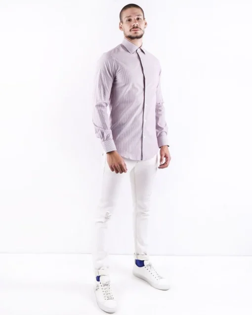 La Piscine Paris Chemise en coton violette rayée Pal Zileri*Homme Chemises