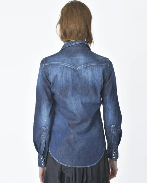 La Piscine Paris Chemise en jean/denim effet déchiré Dsquared2*Femme Chemisiers & Blouses