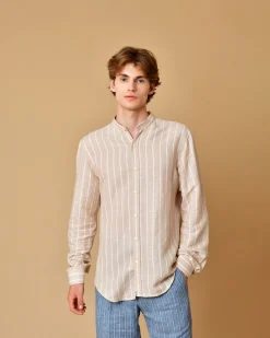 La Piscine Paris Chemise en lin et coton à rayures AT.P.CO*Homme Chemises