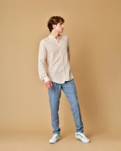 La Piscine Paris Chemise en lin et coton à rayures AT.P.CO*Homme Chemises