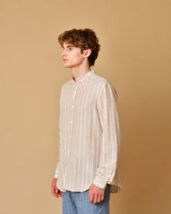 La Piscine Paris Chemise en lin et coton à rayures AT.P.CO*Homme Chemises