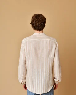 La Piscine Paris Chemise en lin et coton à rayures AT.P.CO*Homme Chemises