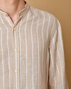 La Piscine Paris Chemise en lin et coton à rayures AT.P.CO*Homme Chemises