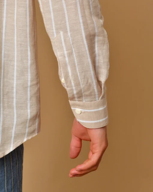 La Piscine Paris Chemise en lin et coton à rayures AT.P.CO*Homme Chemises