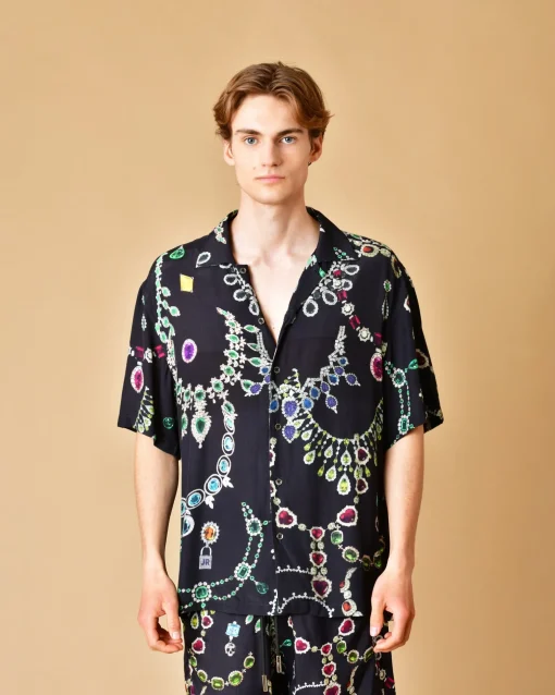 La Piscine Paris Chemise en viscose à motifs bijoux John Richmond*Homme Chemises