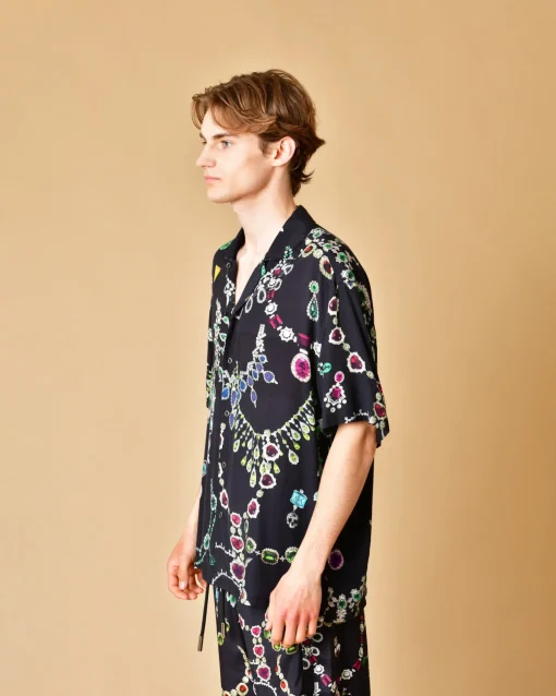 La Piscine Paris Chemise en viscose à motifs bijoux John Richmond*Homme Chemises
