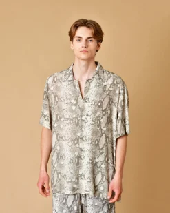 La Piscine Paris Chemise en viscose à motifs pixels John Richmond*Homme Chemises