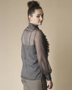 La Piscine Paris Chemisier à volants plissé et motifs pois P.A.R.O.S.H*Femme Chemisiers & Blouses