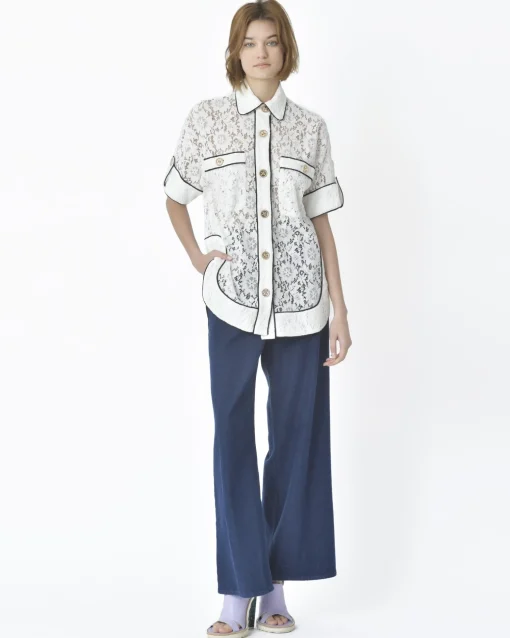 La Piscine Paris Chemisier bordure noir Edward Achour*Femme Chemisiers & Blouses