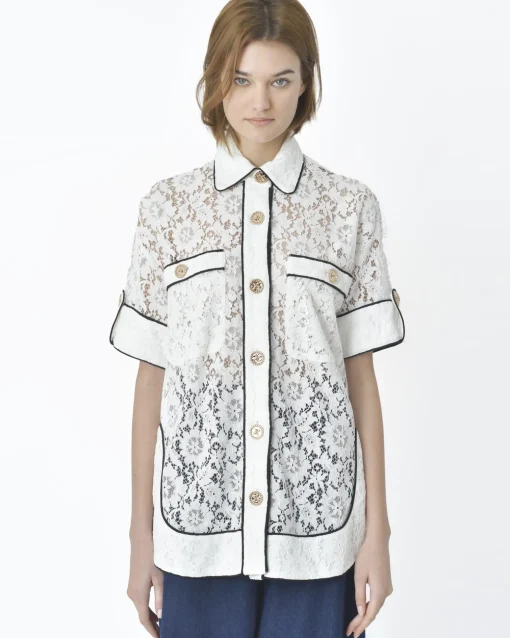 La Piscine Paris Chemisier bordure noir Edward Achour*Femme Chemisiers & Blouses