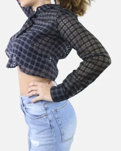 La Piscine Paris Chemisier crop top à carreaux Sara Roka*Femme Chemisiers & Blouses