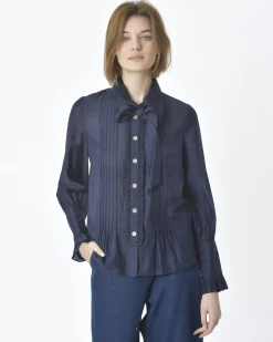 La Piscine Paris Chemisier en coton navy Edward Achour*Femme Chemisiers & Blouses