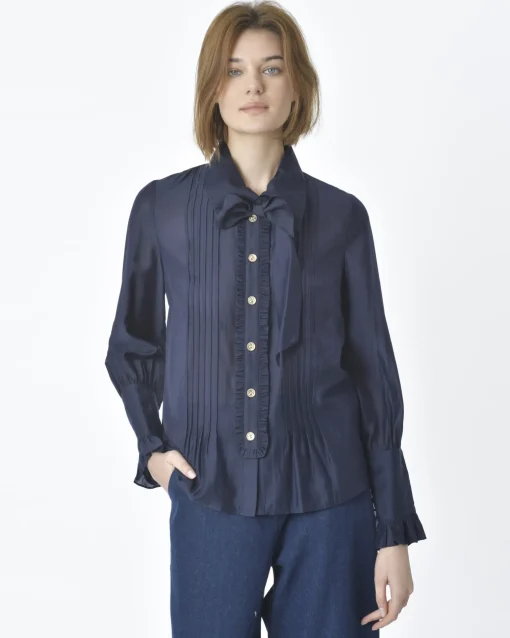 La Piscine Paris Chemisier en coton navy Edward Achour*Femme Chemisiers & Blouses