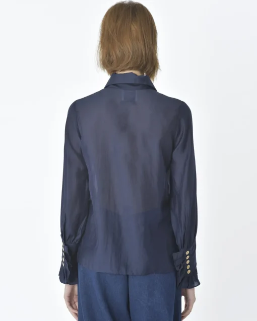 La Piscine Paris Chemisier en coton navy Edward Achour*Femme Chemisiers & Blouses