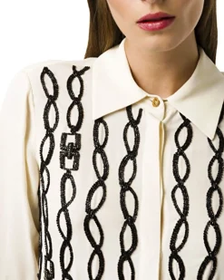 La Piscine Paris Chemisier en mousseline he à broderie chaîne Elisabetta Franchi*Femme Chemisiers & Blouses