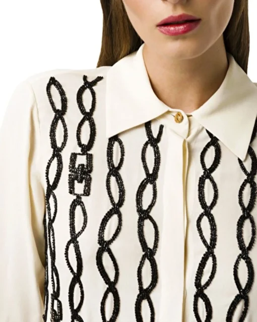 La Piscine Paris Chemisier en mousseline he à broderie chaîne Elisabetta Franchi*Femme Chemisiers & Blouses